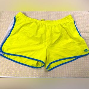 Adidas Neon Yellow XL Running Shorts Lined Climalite